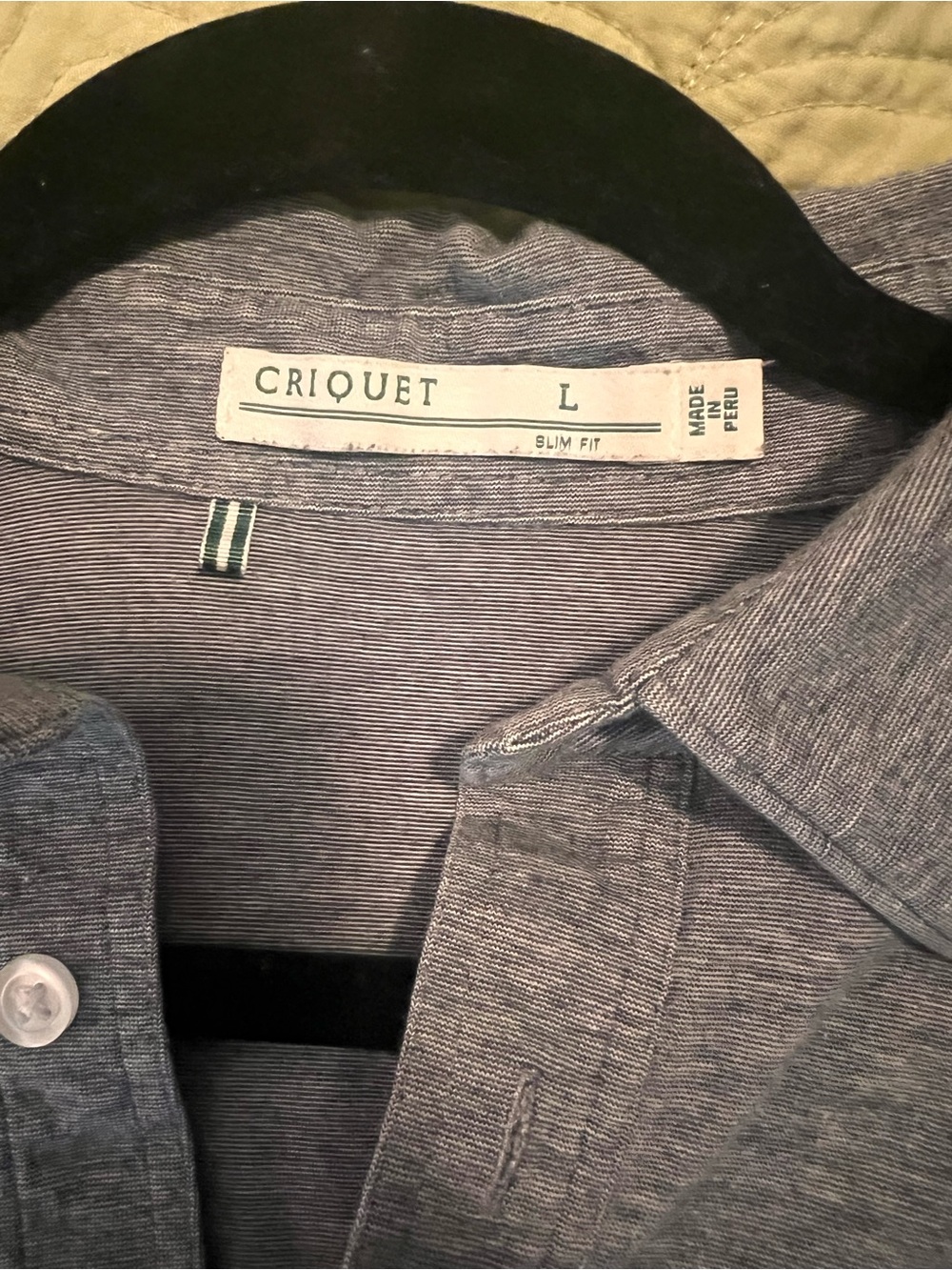 Criquet Men’s Heather Gray Stretch Button-Up Shirt